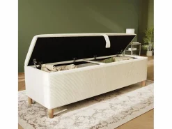 Discount ModernLuxe Banco de almacenamiento tapizado 165x38x46cm - Pana - Beige