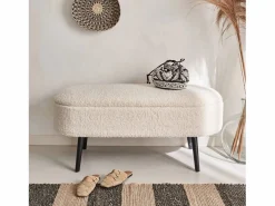 Online Sweeek Banco de arcón, extremo de la cama con revestimiento de borreguito Blanco