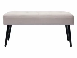 Miliboo Banco de diseño capitoné de terciopelo color topo y metal negro 95 cm GUESTA