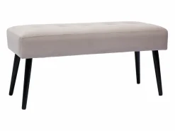 Miliboo Banco de diseño capitoné de terciopelo color topo y metal negro 95 cm GUESTA