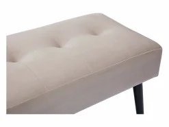 Miliboo Banco de diseño capitoné de terciopelo color topo y metal negro 95 cm GUESTA