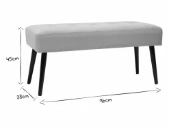 Miliboo Banco de diseño capitoné de terciopelo color topo y metal negro 95 cm GUESTA
