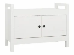 Hot Banco de entrada 80x40x60 cm Madera maciza de pino Blanco