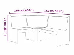 vidaxl Banco de esquina REINE madera maciza de pino marrón miel 151 cm
