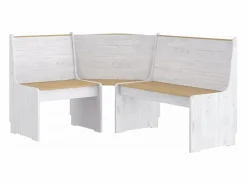 vidaxl Banco de esquina REINE madera maciza pino marrón blanco 151 cm