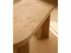 DECOWOOD Banco de madera de abeto ovalado para interiores en color roble medio de 120x45cm - TOKYO -