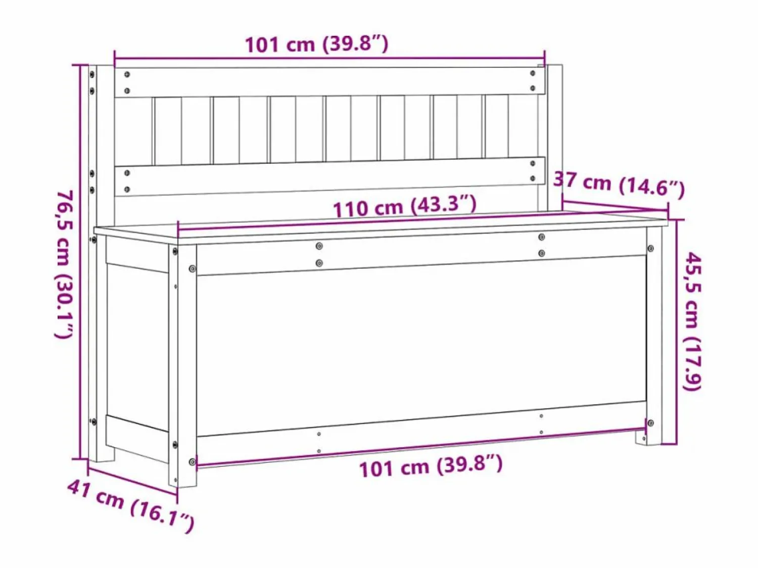 Discount Banco de madera maciza de pino 110x41x76,5 cm Banco Y Pie De Cama|Banco Y Pie De Cama