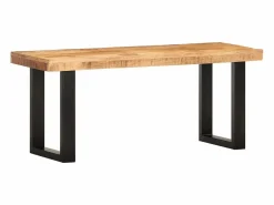 vidaxl Banco de madera maciza de mango sin tratar y acero 110 cm