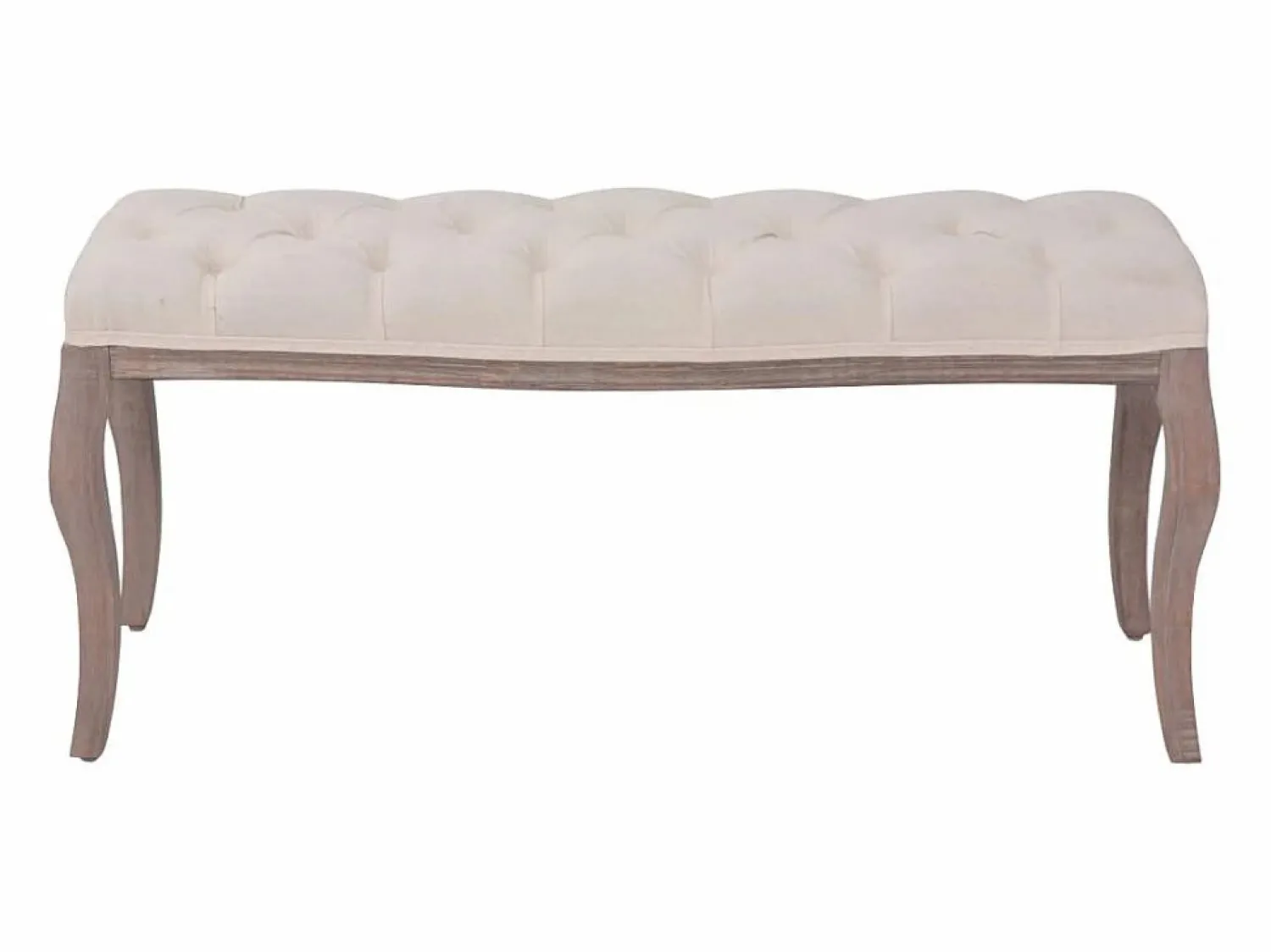 vidaxl Banco de madera maciza y lino crema 110x38x48 cm