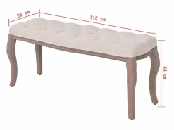 vidaxl Banco de madera maciza y lino crema 110x38x48 cm