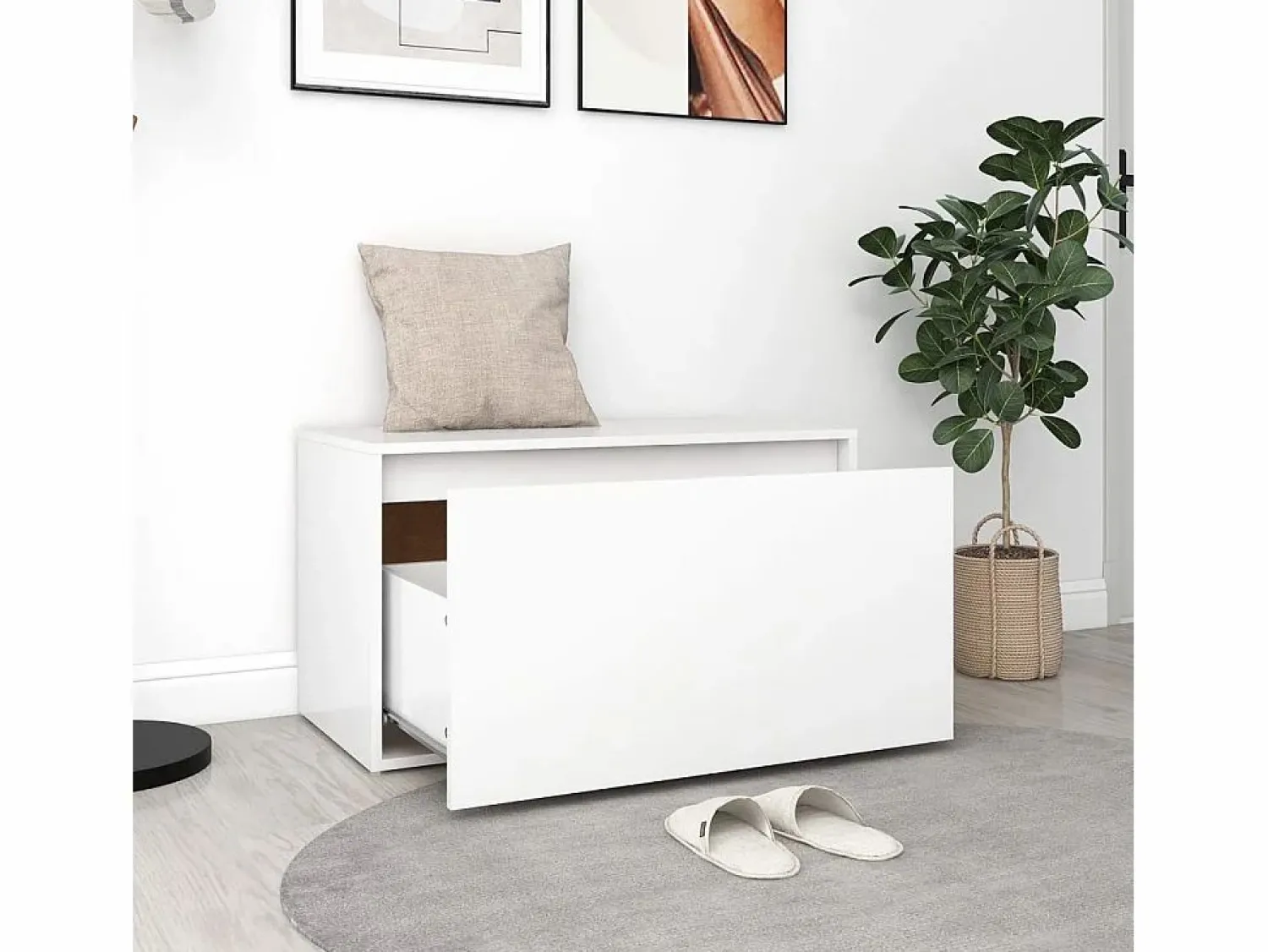 Discount Banco de pasillo de madera de ingeniería 80x40x45 cm ES130603 Blanco