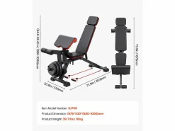 Outlet Banco de Pesas, SucceBuy Banco de Abdominales Ajustable para el Hogar Negro