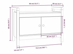 Best vidaxl Banco de recibidor madera maciza de pino 80x40x60 cm Blanco