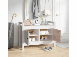 Best vidaxl Banco de recibidor madera maciza de pino 80x40x60 cm Blanco