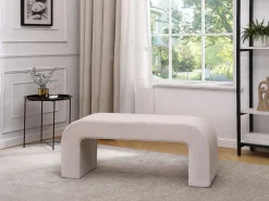 Clearance Banco de terciopelo de canalé con un color - CALVELO Banco Y Pie De Cama|Banco Y Pie De Cama