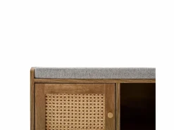 Discount Calicosy Banco de zapatos de 1 puerta con fachada de ratán y 3 nichos abiertos L100 cm - PALMO Beige