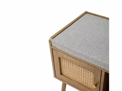 Discount Calicosy Banco de zapatos de 1 puerta con fachada de ratán y 3 nichos abiertos L100 cm - PALMO Beige