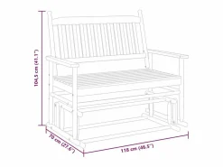 vidaxl Banco deslizante madera maciza de álamo marrón 118x70x104,5 cm