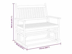 vidaxl Banco deslizante madera maciza de álamo marrón 118x70x104,5 cm