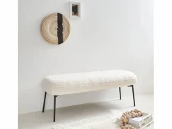 Clearance Banco, extremo de la cama con revestimiento de borreguito crudo Banco Y Pie De Cama|Banco Y Pie De Cama