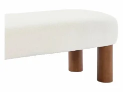 Sweeek Banco, final de cama, madera de caucho y tejido borreguito Blanco