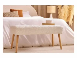 Discount Banco nórdico capitoné de borreguillo y madera clara 96 cm GUESTA Banco Y Pie De Cama|Banco Y Pie De Cama