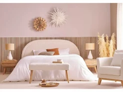 Discount Banco nórdico capitoné de borreguillo y madera clara 96 cm GUESTA Banco Y Pie De Cama|Banco Y Pie De Cama