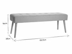 Sale Banco nórdico capitoné de tela efecto aterciopelado texturizado y madera clara 130 cm GUESTA Banco Y Pie De Cama|Banco Y Pie De Cama