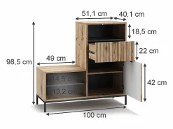 Vicco Banco para zapatos roble vikingo 100x40x98.5 eliza