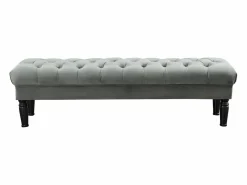 Hot Vente-unique Banco pie de cama barroco de terciopelo RINALDO Gris