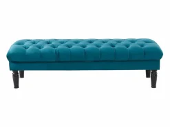 Vente-unique Banco pie de cama barroco de terciopelo color azul RINALDO Azul verdoso