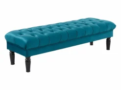 Vente-unique Banco pie de cama barroco de terciopelo color azul RINALDO Azul verdoso