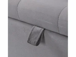 Discount Banco tapizado con almacenaje - estructura de madera - terciopelo 138x41x42 cm Gris