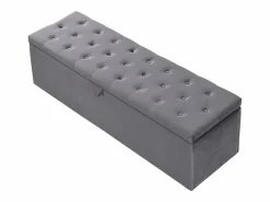 Discount Banco tapizado con almacenaje - estructura de madera - terciopelo 138x41x42 cm Gris