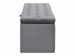 Discount Banco tapizado con almacenaje - estructura de madera - terciopelo 138x41x42 cm Gris