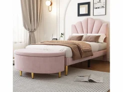 Discount OKWISH Banco tapizado 90x40x42 cm con almacenaje de terciopelo - Rosa