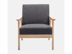 Sale Sweeek Banco y sillón de madera y tela, 3 plazas oscuro Gris