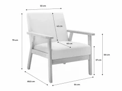 Sale Sweeek Banco y sillón de madera y tela, 3 plazas oscuro Gris