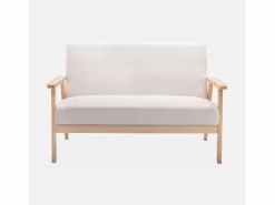 Discount Sweeek Banco y sillón de madera y tela, 3 plazas Beige