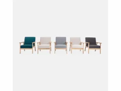 Discount Sweeek Banco y sillón de madera y tela, 3 plazas Beige