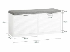 Sobuy Banco Zapatero con 2 Solapas Armario Multifuncional para Entrada con Acolchado Cojín 105 x 35 x 48 cm FSR147-W ES