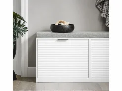 Sobuy Banco Zapatero con 2 Solapas Armario Multifuncional para Entrada con Acolchado Cojín 105 x 35 x 48 cm FSR147-W ES