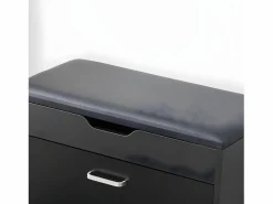 Hot Sobuy Banco Zapatero con 1 Solapa para Entrada Banco de Almacenamianto con Cojín Acolchado de Asiento 60 x 30 x 50 cm FSR95-SCH ES Negro