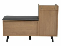 OKWISH Banco zapatero de 100 cm, 3 puertas, asiento acolchado, almacenaje multinivel, tiradores asimétricos