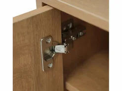 OKWISH Banco zapatero de 100 cm, 3 puertas, asiento acolchado, almacenaje multinivel, tiradores asimétricos