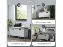 Hot Banco zapatero Flow asiento + 2 compartimentos 50x84x35 cm Zapatero