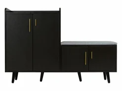 Banco zapatero moderno con 4 puertas y cojín - patas y tiradores de metal - color - 120 x 34 x 82 cm Zapatero|Mueble De Almacenaje