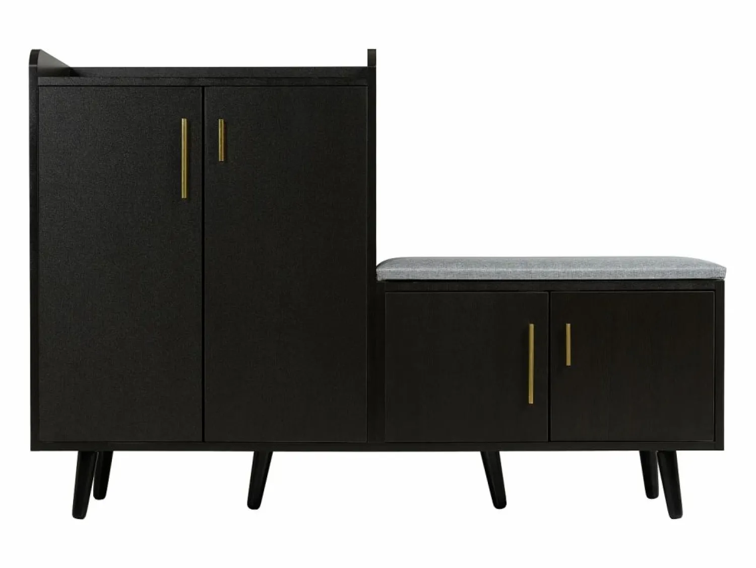 Banco zapatero moderno con 4 puertas y cojín - patas y tiradores de metal - color - 120 x 34 x 82 cm Zapatero|Mueble De Almacenaje
