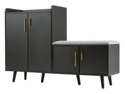 Banco zapatero moderno con 4 puertas y cojín - patas y tiradores de metal - color - 120 x 34 x 82 cm Zapatero|Mueble De Almacenaje