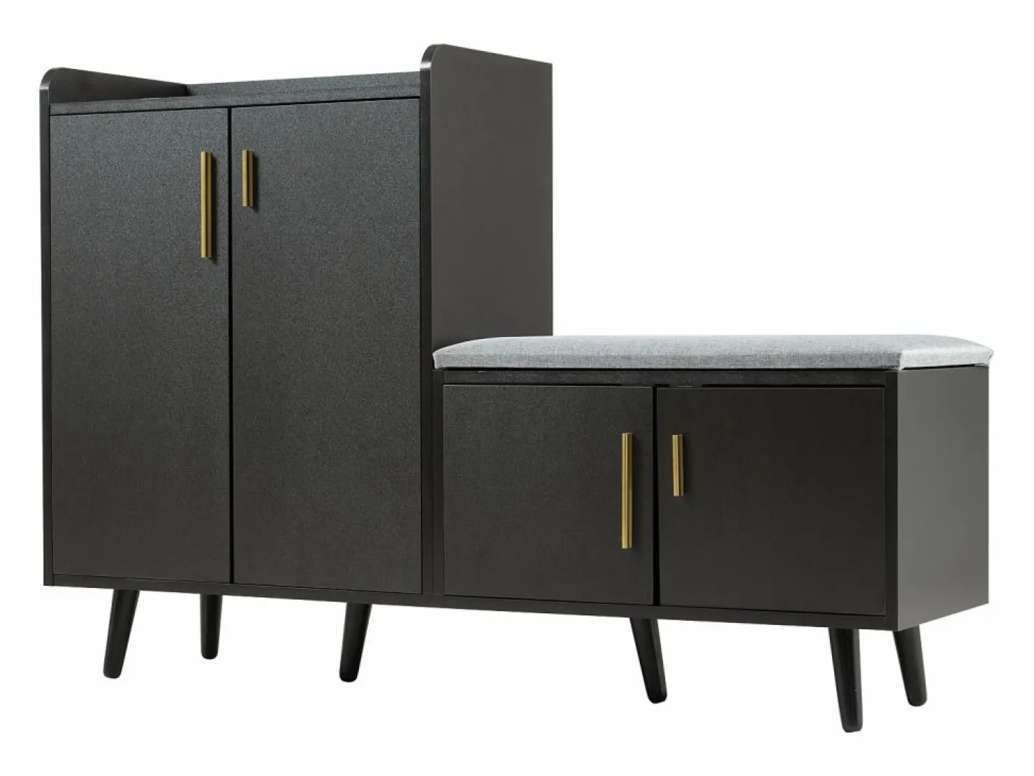 Banco zapatero moderno con 4 puertas y cojín - patas y tiradores de metal - color - 120 x 34 x 82 cm Zapatero|Mueble De Almacenaje